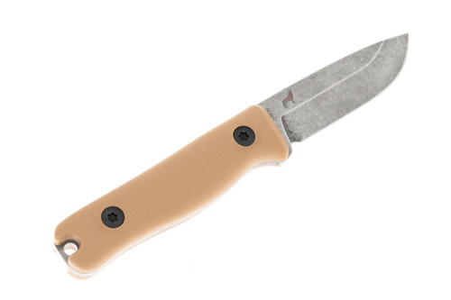 Reiff Knives F3 EDC Fixed Blade Knife - 2.9" CPM 3V Drop Point Stonewashed Blade, Coyote Brown G10 Handle, Brown Leather Sheath Reiff Knives F3 EDC Fixed Blade Knife - 2.9" CPM 3V Drop Point Stonewashed Blade, Coyote Brown G10 Handle, Brown Leather Sheath