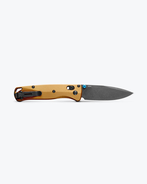 Benchmade Bugout AXIS Folding Knife - M390 Black DLC Battlewashed Plain Blade, Burnt Brass Aluminum Handles - 535BK-07-4 Benchmade Bugout AXIS Folding Knife - M390 Black DLC Battlewashed Plain Blade, Burnt Brass Aluminum Handles - 535BK-07-4