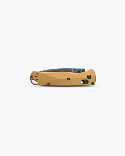 Benchmade Bugout AXIS Folding Knife - M390 Black DLC Battlewashed Plain Blade, Burnt Brass Aluminum Handles - 535BK-07-4 Benchmade Bugout AXIS Folding Knife - M390 Black DLC Battlewashed Plain Blade, Burnt Brass Aluminum Handles - 535BK-07-4