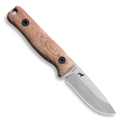 Reiff Knives F3 EDC Fixed Blade Knife - 2.9" CPM 3V Drop Point Stonewashed Blade, Natural Canvas Micarta Handle, Kydex Sheath Reiff Knives F3 EDC Fixed Blade Knife - 2.9" CPM 3V Drop Point Stonewashed Blade, Natural Canvas Micarta Handle, Kydex Sheath