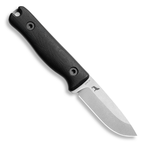 Reiff Knives F3 EDC Fixed Blade Knife - 2.9" CPM 3V Drop Point Stonewashed Blade, Black Canvas Micarta Handle, Brown Crazy Horse Leather Sheath Reiff Knives F3 EDC Fixed Blade Knife - 2.9" CPM 3V Drop Point Stonewashed Blade, Black Canvas Micarta Handle, Brown Crazy Horse Leather Sheath
