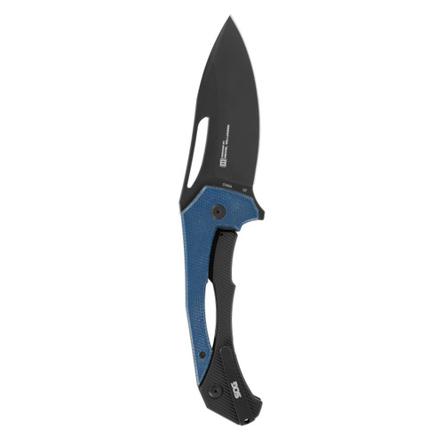 SOG Bulwark FLK Folding Knife - 3" D2 Black Drop Point Blade, Blue Micarta Handles SOG Bulwark FLK Folding Knife - 3" D2 Black Drop Point Blade, Blue Micarta Handles