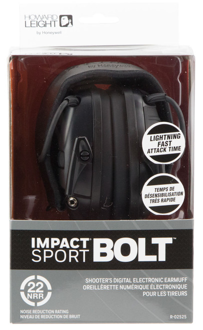 Howard Leight R02525 Impact Sport Bolt Electronic Muff 22 dB Over the Head Black
