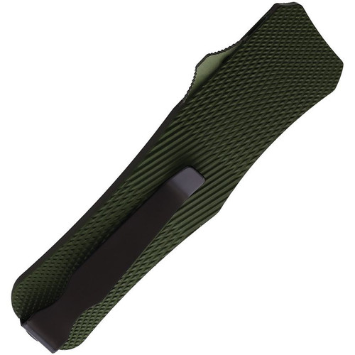 Mantis Knives MK 818 OFT AUTO Knife - 3.1" 440C Tanto Blade, Green Checkered Aluminum Handles - MANOTF815