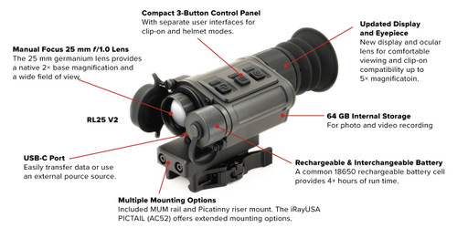 IRAYUSA RICO MICRO V2 384 Multifunction Thermal Weapon Sight - 25mm Objective, Matte Black Finish IRAYUSA RICO MICRO V2 384 Multifunction Thermal Weapon Sight - 25mm Objective, Matte Black Finish