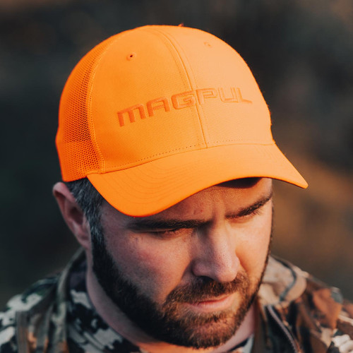 Magpul® Industries Wordmark Blaze Orange Trucker - One Size Fits Most, Snapback Magpul® Industries Wordmark Blaze Orange Trucker - One Size Fits Most, Snapback