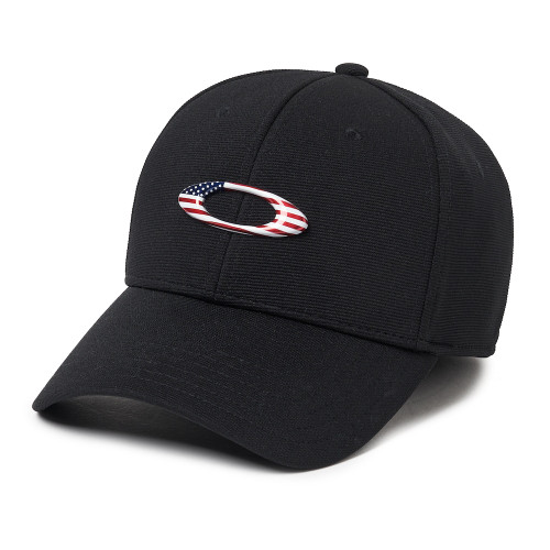 Oakley Tincan Cap - Stretch Fit -  Black - American Flag Logo