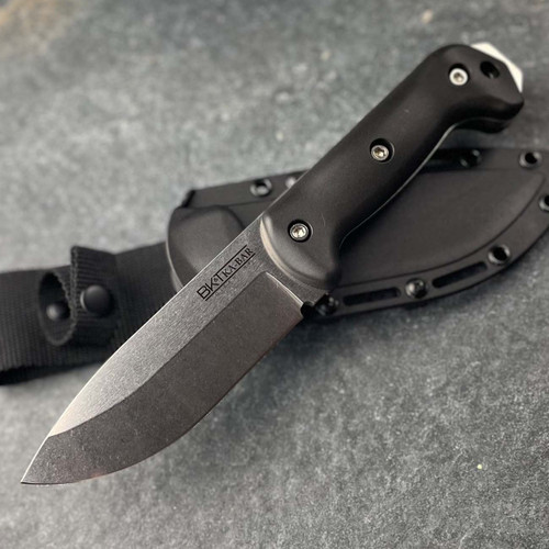 KA-BAR BK82 Becker Campanion Fixed Blade Knife - 5.25" CPM-MagnaCut Polished Stonewash Drop Point Blade, Black Zytel Handles, Molded Plastic Sheath KA-BAR BK82 Becker Campanion Fixed Blade Knife - 5.25" CPM-MagnaCut Polished Stonewash Drop Point Blade, Black Zytel Handles, Molded Plastic Sheath