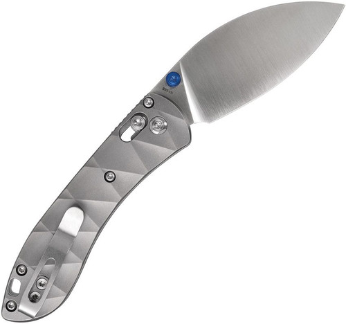 Vosteed Knives Mini Nightshade Folding Knife - 2.6" S35VN Satin Kukri Blade, Milled Titanium Handles, Blue Accents, Crossbar Lock - A0217 Vosteed Knives Mini Nightshade Folding Knife - 2.6" S35VN Satin Kukri Blade, Milled Titanium Handles, Blue Accents, Crossbar Lock - A0217