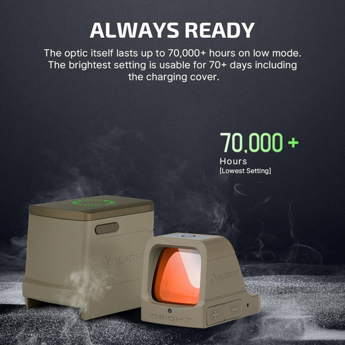Olight Osight 3 MOA Red Dot with Magnetic Charging Cover - 3 MOA Red Dot Reticle, Rechargeable, FDE Olight Osight 3 MOA Red Dot with Magnetic Charging Cover - 3 MOA Red Dot Reticle, Rechargeable, FDE