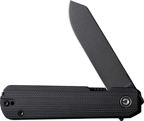 CIVIVI Knives Ben Petersen Sendy Liner Lock Flipper Knife - 2.83" Nitro-V Black Stonewashed Spey Blade, Black G10 Handles, Toothpick and Tweezers Included - C21004B-2