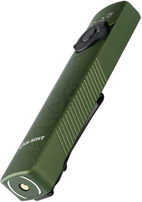 Olight Arkfeld UV Rechargeable Dual Light LED Flat Flashlight - OD Green Limited Edition Compass