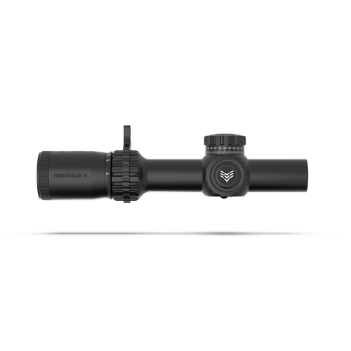 Swampfox Optics Tomahawk II SFP LPVO 1-4x28MM Rifle Scope - Bright Fiber Optic Green Reticle, Black Finish Swampfox Optics Tomahawk II SFP LPVO 1-4x28MM Rifle Scope - Bright Fiber Optic Green Reticle, Black Finish