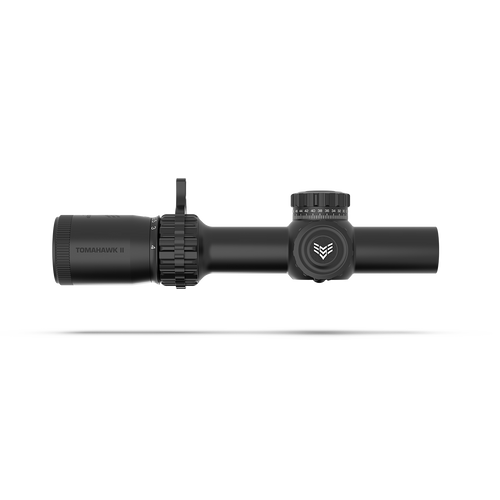 Swampfox Optics Tomahawk II SFP LPVO 1-6x28MM Rifle Scope - Bright Fiber Optic Red Reticle, Black Finish Swampfox Optics Tomahawk II SFP LPVO 1-6x28MM Rifle Scope - Bright Fiber Optic Red Reticle, Black Finish
