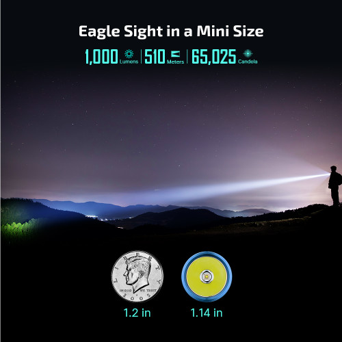 Olight Baton Turbo Compact EDC Rechargeable Flashlight with 510m Long-Range Beam - Black