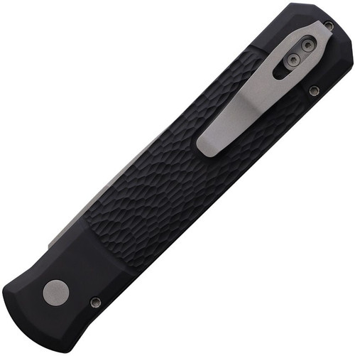 ProTech 924 Godfather AUTO Folding Knife - 4" 154CM Black DLC Plain Blade, Black Battleworn Jigged Aluminum Handles ProTech 924 Godfather AUTO Folding Knife - 4" 154CM Black DLC Plain Blade, Black Battleworn Jigged Aluminum Handles