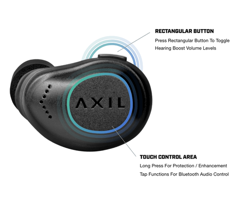 AXIL XCOR R Bluetooth Tactical Shooting Earbuds - Includes Charging Case, USB-C Charging Cable, Black