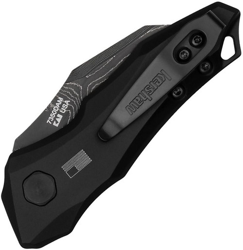 Kershaw Launch 10 AUTO Folding Knife - 1.9" Damascus Hawkbill Black Blade, Black Anodized Handles - 7350DAM