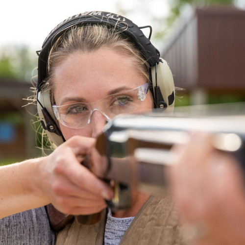 Walker's GWPRSEMTL Razor Slim Electronic Muff 23 dB Over the Head Black Polymer w/Teal Accents