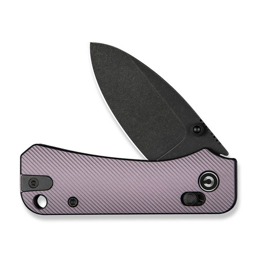 CIVIVI Knives C23074-2 Baby Banter 2 Crossbar Lock Folding Knife - 2.34" Nitro-V Black Stonewashed Blade, Purple Machined Aluminum Handles