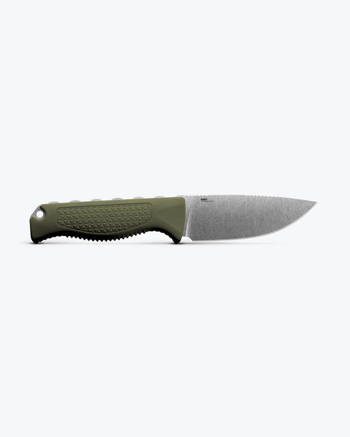 Benchmade Hunt Steep Country Fixed Blade Knife - 3.54" CPM-S30V Stonewashed Drop Point Blade, Olive Green Santoprene Handles, Boltaron Sheath - 15006-01