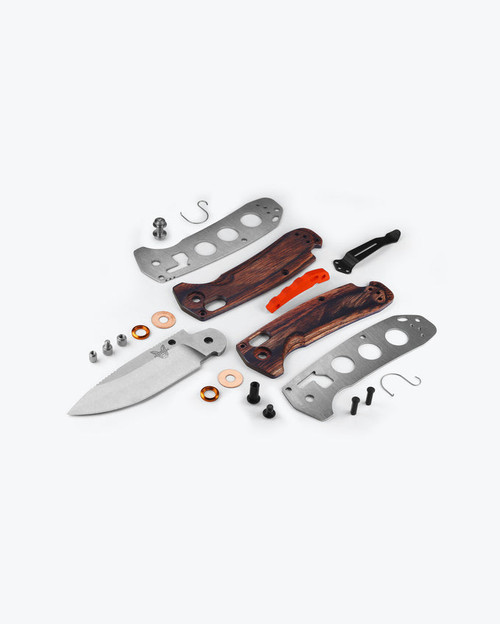 Benchmade Hunt North Fork Folding Knife - 2.97" S30V Stonewashed Drop Point Blade, Dark Brown Stabilized Wood Handles, AXIS Lock - 15032