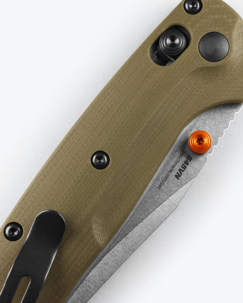 Benchmade Hunt Mini Taggedout AXIS Folding Knife - 3.04" CPM-S45VN Stonewashed Clip Point Blade, OD Green G10 Handles - 15534 Benchmade Hunt Mini Taggedout AXIS Folding Knife - 3.04" CPM-S45VN Stonewashed Clip Point Blade, OD Green G10 Handles - 15534