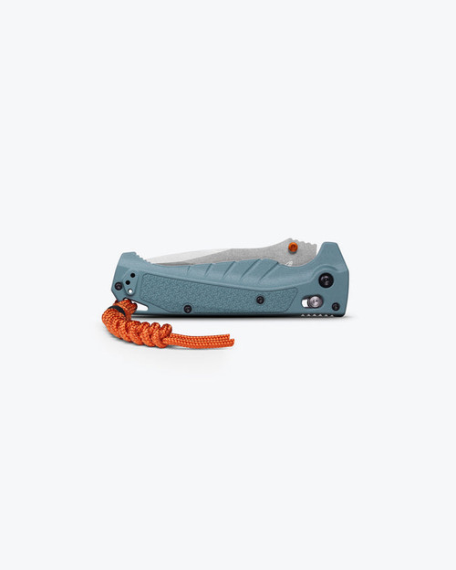 Benchmade Water Adira Folding Knife - 3.88" CPM-MagnaCut Stonewashed Drop Point Blade, Depth Blue Grivory Handles, Reversible Deep Carry Clip, AXIS Lock - 18060