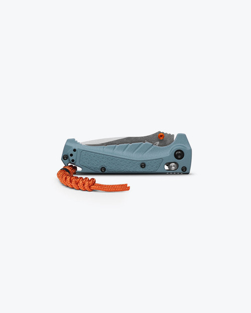 Benchmade Water Mini Adira Folding Knife - 3.21" CPM-MagnaCut Stonewashed Drop Point Blade, Depth Blue Grivory Handles, Reversible Deep Carry Clip, AXIS Lock - 18065
