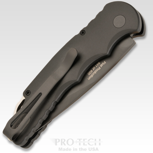 ProTech TR-5 AUTO Folding Knife - 3.25" S35VN Black DLC Plain Blade, Black Aluminum Handles - T503