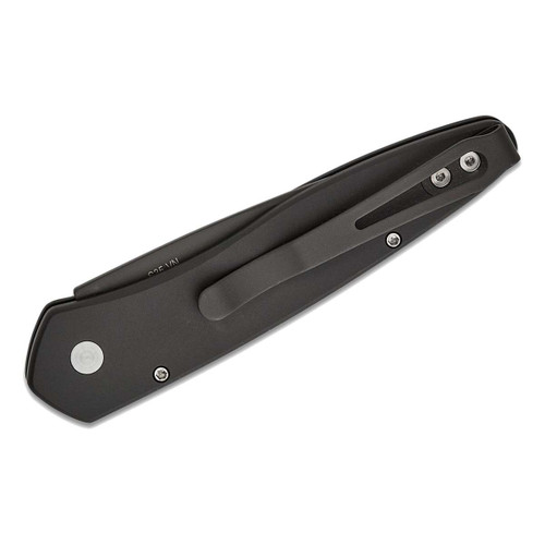 ProTech 3437 Newport AUTO Folding Knife - 3" S35VN Black DLC Blade, Black 3D Wave Aluminum Handles