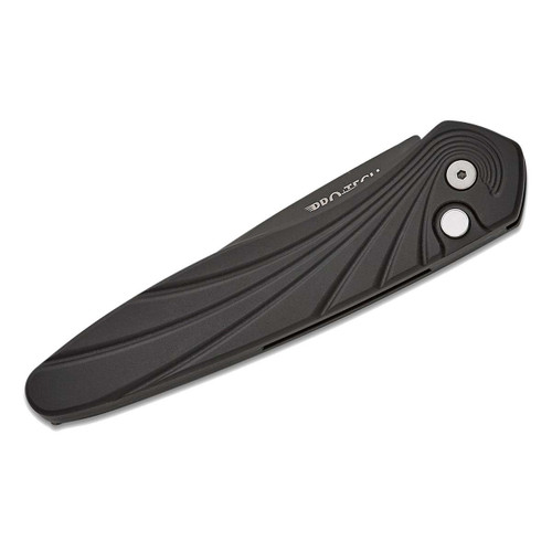 ProTech 3437 Newport AUTO Folding Knife - 3" S35VN Black DLC Blade, Black 3D Wave Aluminum Handles