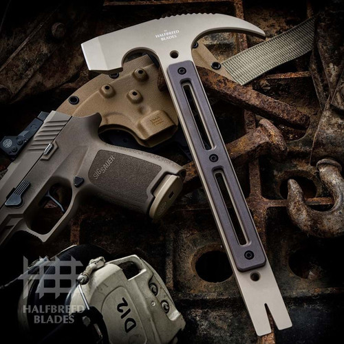 Halfbreed Blades MFE-01 DE Rhino Tool - Rescue Axe with Kydex Sheath, Dark Earth Finish