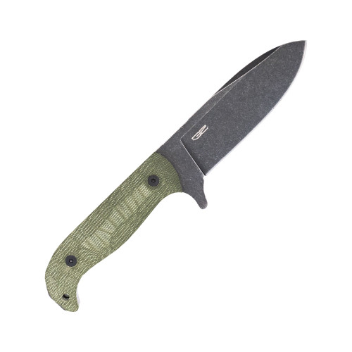 Cobratec PSK Fixed Blade Knife - 4.5" 14C28N Spear Point Dark Stonewashed Blade, Sculpted OD Green Micarta Handles, Black Kydex Sheath