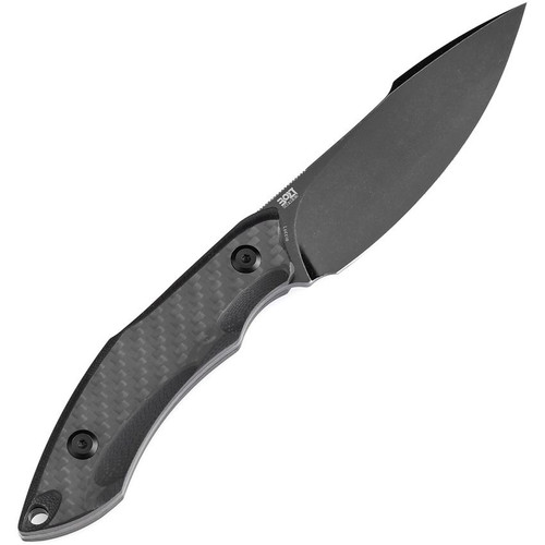Tenable Knives Luccio Fixed Blade Knife - 3.81" 14C28N Black Stonewashed Harpoon Blade, Black G10 Handles with Carbon Fiber Overlay - G007A6 Tenable Knives Luccio Fixed Blade Knife - 3.81" 14C28N Black Stonewashed Harpoon Blade, Black G10 Handles with Carbon Fiber Overlay - G007A6