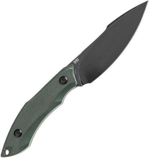 Tenable Knives Luccio Fixed Blade Knife - 3.81" 14C28N Black Stonewashed Harpoon Blade, Green G10 Handles with White Liners - G007A1 Tenable Knives Luccio Fixed Blade Knife - 3.81" 14C28N Black Stonewashed Harpoon Blade, Green G10 Handles with White Liners - G007A1