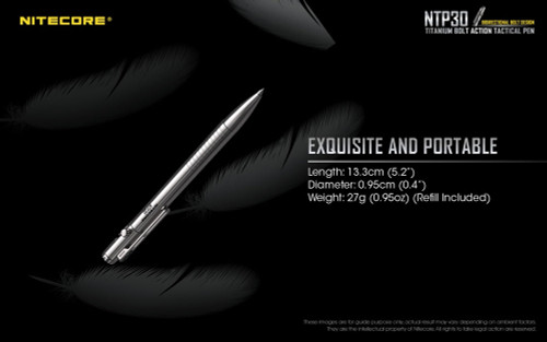 Nitecore NTP30 Titanium Bidirectional Bolt Action Tactical Pen Nitecore NTP30 Titanium Bidirectional Bolt Action Tactical Pen