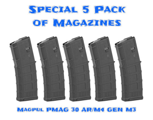 Magpul PMAG 30 AR/M4 GEN M3 w/ Window - 5 PACK OF WINDOWED MAGAZINES