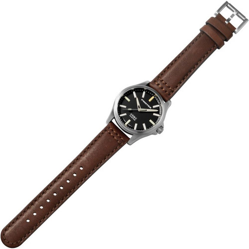 ProTek PT3101 Titanium Field Watch USMC - 40mm Case, Black Dial, Dark Brown Leather Strap