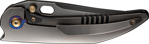 We Knife Attor Integral Frame Lock Folding Knife - 3.55" CPM-20CV Polished Gray Modified Persian Blade, Polished Gray One-Piece Titanium Handle - WE23037B-1