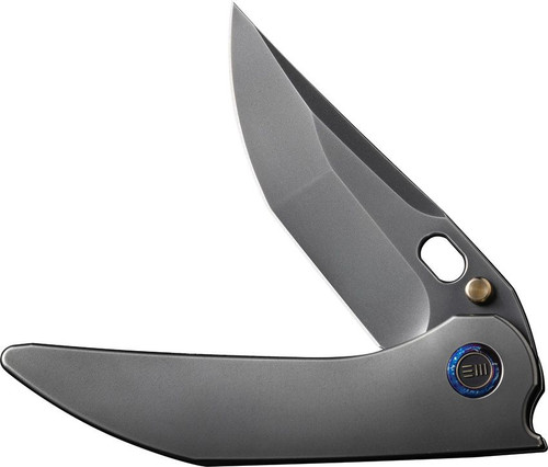 We Knife Attor Integral Frame Lock Folding Knife - 3.55" CPM-20CV Polished Gray Modified Persian Blade, Polished Gray One-Piece Titanium Handle - WE23037B-1