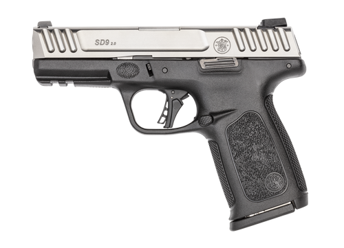 Smith and Wesson SD9 2.0 Compact 2-Tone 16RD 9MM Handgun - Black Frame, Stainless Steel Slide