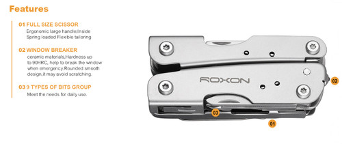 ROXON M2 14 in 1 Mini EDC Multitool - Stainless Steel Handle