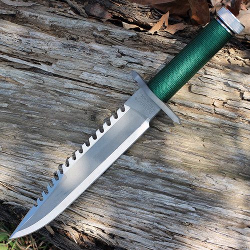 Rambo First Blood Standard Edition Fixed Blade - 9" Stainless Steel Blade, OD Green Nylon Cord Handle - 9292 Rambo First Blood Standard Edition Fixed Blade - 9" Stainless Steel Blade, OD Green Nylon Cord Handle - 9292