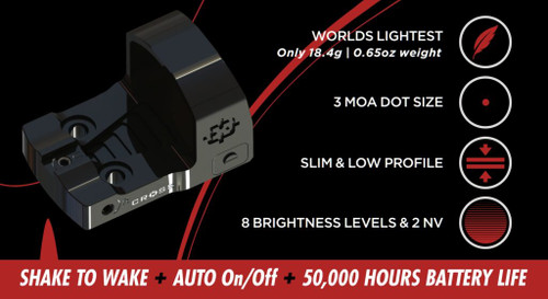 Cross Armory SHADOW Red Dot Optic - RMSc Footprint, 3 MOA Red Dot, Black Finish Cross Armory SHADOW Red Dot Optic - RMSc Footprint, 3 MOA Red Dot, Black Finish
