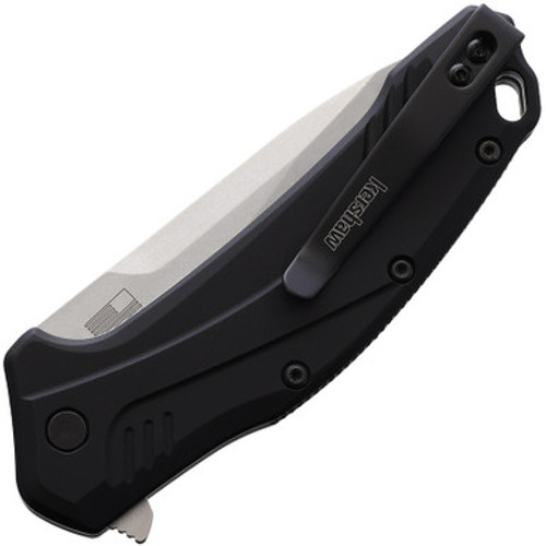 Kershaw 1776BLKMAG Link Assisted Flipper Knife - 3.25" CPM-Magnacut Satin Plain Blade, Black Aluminum Handles