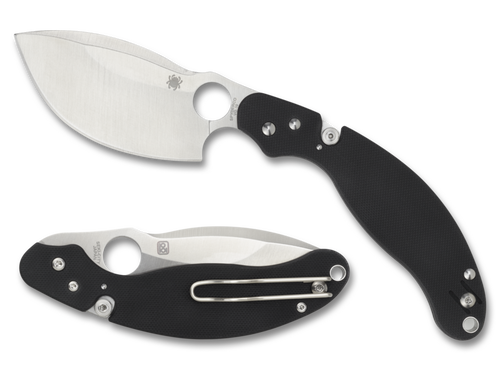 Spyderco Parata Stop Lock Folding Knife - 3.46" VG-10 Satin Plain Blade, Black G10 Handles - C231GP