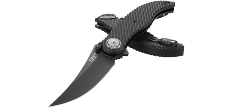 CRKT Clever Girl Folder - IKBS Flipper Knife 4.10" D2 Black Blade, Textured G10 Handles CRKT Clever Girl Folder - IKBS Flipper Knife 4.10" D2 Black Blade, Textured G10 Handles