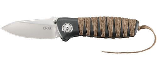 CRKT 6235 Parascale Bushcraft Folding Knife - 3.19" D2 Drop Point Blade, Black GRN Handles with Paracord Wrap