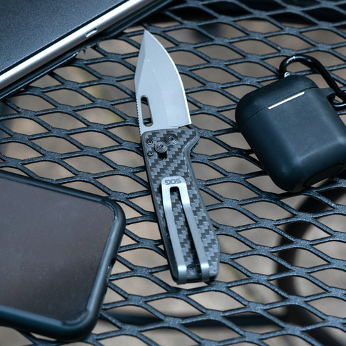 SOG Knives Ultra XR Graphite - Ultralight EDC Knife -  2.8" Graphite TiNi Blade, Carbon Fiber Handles, Titanium Money Clip SOG Knives Ultra XR Graphite - Ultralight EDC Knife -  2.8" Graphite TiNi Blade, Carbon Fiber Handles, Titanium Money Clip